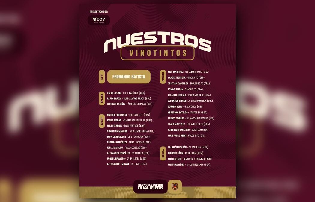La Vinotinto Absoluta tiene definido sus guerreros para los partidos cruciales ante Bolivia y Uruguay